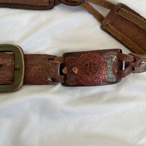 Vintage Fossil Genuine Leather Foil Woven Belt